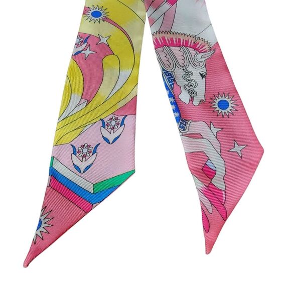Hermes Twilly Silk Scarf Danse Des Amazones Multicolor Print New France Luxury - Picture 6 of 14